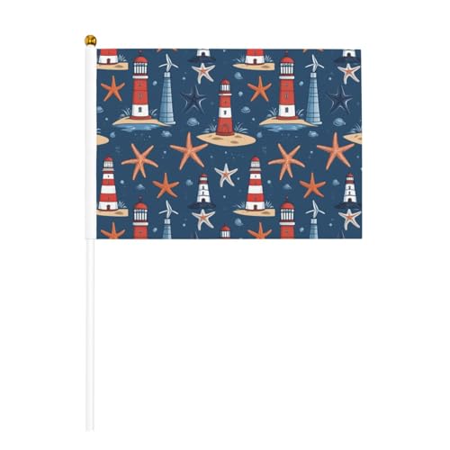 Seestern und Leuchtturm-Druck, praktische Handflagge, vielseitige Flaggen, Mastpartys, Paraden, Dekorationen, Urlaub von SDFHU