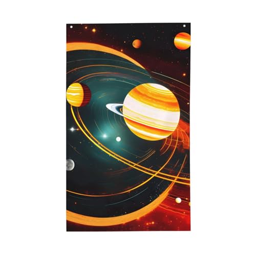 Sonnensystem, Jupiter, Saturn-Druck, leichte Dekoration, Flagge, saisonale Flaggen, für drinnen und draußen, für Terrasse, Rasen, Garten von SDFHU
