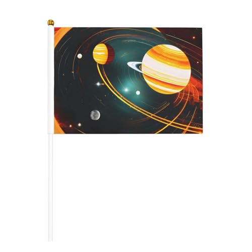 Sonnensystem Jupiter Saturn Druck Bequemlichkeit Handflagge Vielseitige Flaggen Pole Partys Paraden Dekorationen Urlaub von SDFHU