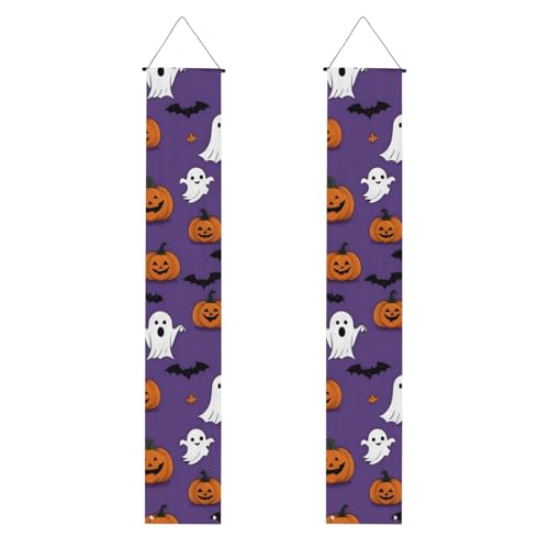 Violetter Halloween-Horror-Druck, lebendige Ästhetik, festliche Atmosphäre, Banner, Dekoration, Innen- und Außenbereich, Feiern von SDFHU