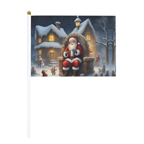 Weihnachtsmann Schnee Secenry Druck Bequemlichkeit Handflagge Vielseitige Flaggen Pole Partys Paraden Dekorationen Urlaub von SDFHU