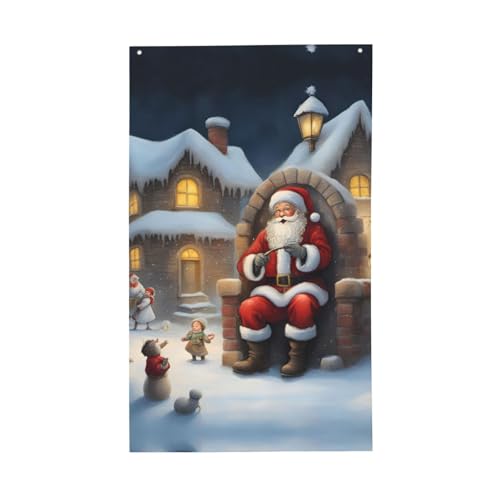 Weihnachtsmann-Schneesicht-Druck, leicht, dekorativ, saisonale Flaggen, für drinnen und draußen, für Terrasse, Rasen, Garten von SDFHU