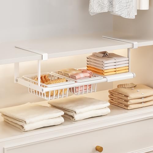 SDFJKHRD Hängekorb Regal, Verstellbarer, Home Hängender Organizer,Küchenschrank Organizer Für Küche Küchenschränken Speisekammer Kleiderschränken,A,1 Board 2 Baskets von SDFJKHRD