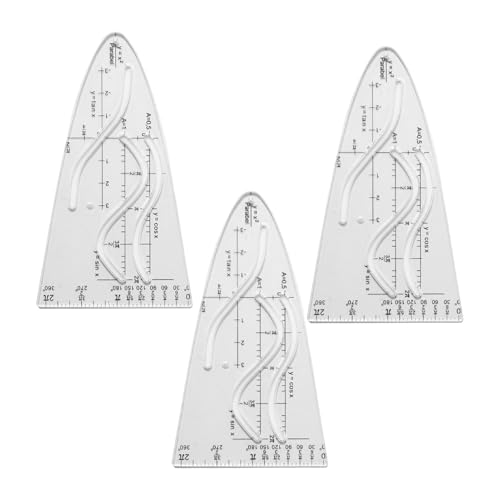 Parabelschablone Mathe, 3 Stück Kurvenschablone, Parabel Lineal, Parabel Zeichenschablone, Geometrie Kurvenschablone Lineal, Für Studenten Büro Designer Malerei, Cosinus Tangens von SDFLKAE