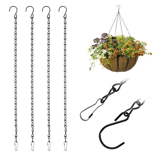 4er Set Blumenampelketten mit Haken, 50cm Hängekorbketten Blumentopfkette Schwarze Metallkette Gartenpflanzenhänger für Vogelhäuschen Vogelfutterspender Wildvogelfutter Laternen Plakatwand Wind 4er Set Blumenampelketten mit Haken, 50cm Hängekorbketten Blumentopfkette Schwarze Metallkette Gartenpflanzenhänger für Vogelhäuschen Vogelfutterspender Wildvogelfutter Laternen Plakatwand Wind von SDFLKAE