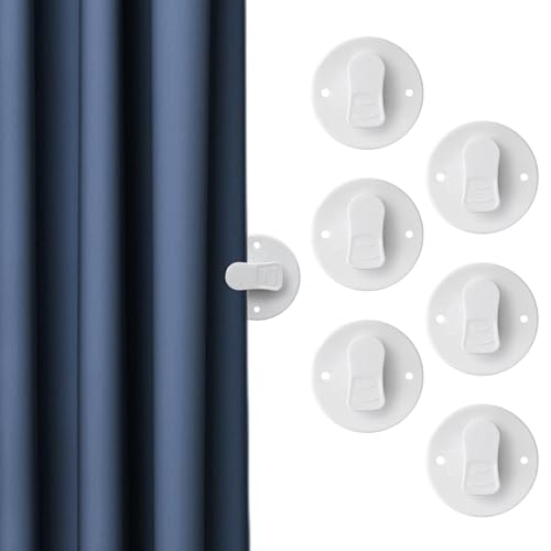 6 Stück Duschvorhang Clips, 2 Zoll Schutz Spritzschutz Clips, Selbstklebende Duschvorhang Clips, Winddichte Schutz Clips Klammern Weiß Duschvorhang Zum Halten Duschvorhang Vorhang Cleveres Zubehör von SDFLKAE