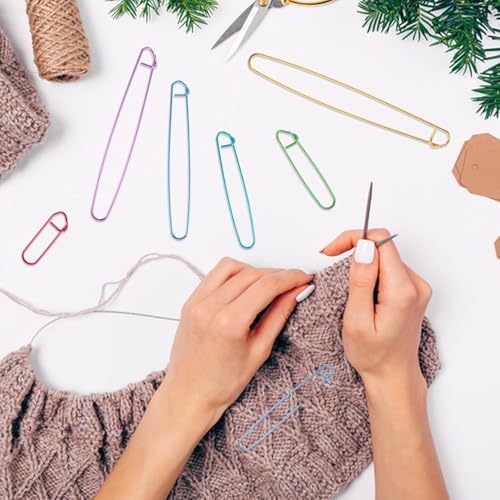 SDFLKAE Maschenhalter Stricken 6 Größen Stricken Zubehör Maschenmarkierer Stricke Strick Strickzubehör Maschenstopper Reihenzähler Stricken Sicherheitsnadeln Groß Für Schals Handwerk 12 Stück von SDFLKAE