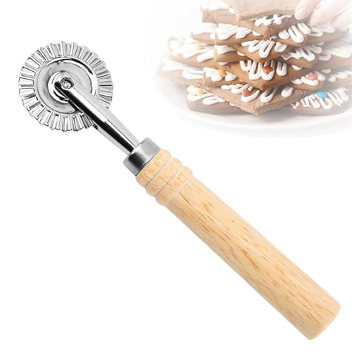 SDFLKAE Gezähnter Teigrad mit einzelner Klinge, Teigschneider Roller Teigrad Gewellt Teigrädchen Pastry Cutter Wheel Ravioli Crimper Cutter Rad Pasta Cutter Wheel Spülmaschinenfest von SDFLKAE
