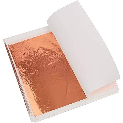 SDFSA 100 Stücke Blattgold-Papier, Kupfer, Quadratisch, Roségold, 14 x 14 cm, Glanz, Kunsthandwerk, Dekoration, Basteln, Nagelkunst, Vergoldung von YANJINGHE