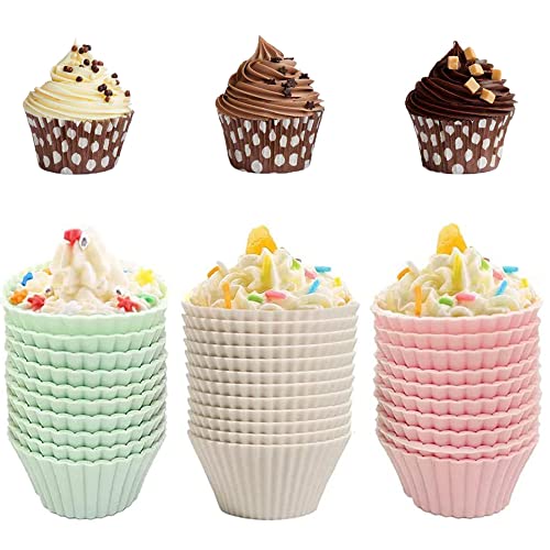 30 Stück Silikon Cupcake Formen, Wiederverwendbare Backformen, Antihaft Hitzebeständig Muffinformen für Kuchen, Eis, Pudding, Gelee (Pink, Grün, Gelb) 30 Stück Silikon Cupcake Formen, Wiederverwendbare Backformen, Antihaft Hitzebeständig Muffinformen für Kuchen, Eis, Pudding, Gelee (Pink, Grün, Gelb) von YANJINGHE