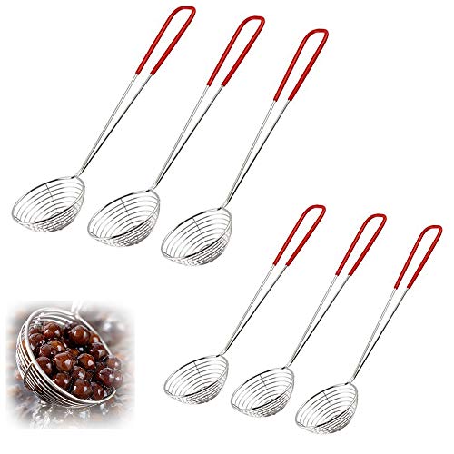 6 Stücke Küchensieb Fondue, Edelstahl Fonduesieb, Feinmaschig, Fondue Sieb Abseihlöffel Fondue, Zubehör Körbchen Gemüse Siedelöffel Schaumlöffel mit Langen Griffen für Garen von Pilzen Fleisch Fisch von YANJINGHE
