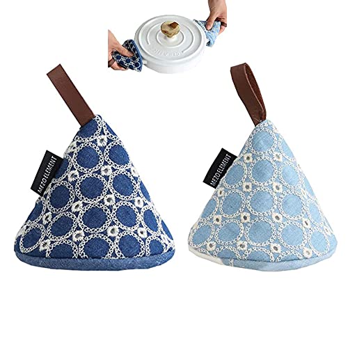 2 Pieces Baumwolle Stoff Topflappen, , Topflappen Ofenhandschuhe, Hitzebeständige Topflappen Set, zum Kochen und Backen in der Küche (Hellblau, Dunkelblau) von SDFSD