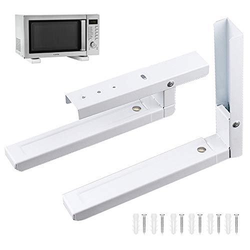 2 Stücke Mikrowellenhalter, Mikrowellenhalterung Ausziehbar, Universal Mikrowellenhalterung, Enthält 6 Schrauben, Zur Unterstützung von Mikrowellenherden (Weiß) von SDFSD