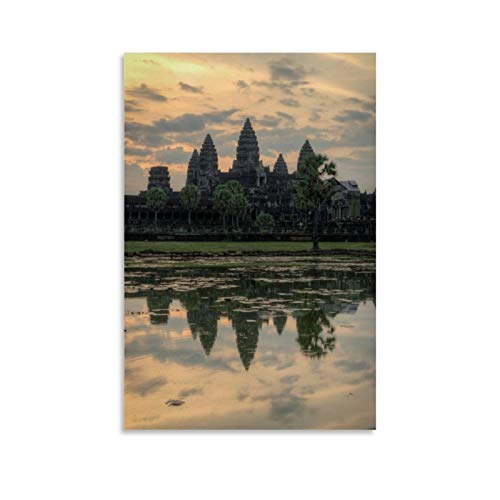 SDFSDF Angkor Wat Reflected in Po, Retro-Reise-Poster, dekoratives Gemälde, Leinwand, Kunst, Wanddekoration, Sammlerstück, Vintage-Poster, 30 x 45 cm von SDFSDF