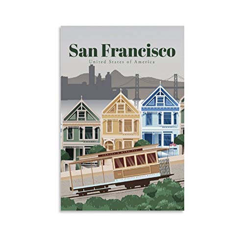 SDFSDF Kunstdruck auf Leinwand, Motiv "Travel to San Francisco", Vintage-Stil, für Zuhause, Büro, dekorative Poster, 50 x 75 cm von SDFSDF