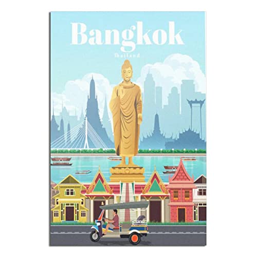 Bangkok Thailand Vintage Reiseposter Gemälde Poster Modern Geschenk Schlafzimmer Deko von SDFSF