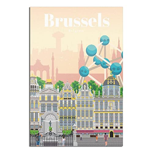 Brüssel Belgien Vintage Reiseposter Gemälde Poster Modern Geschenk Schlafzimmer Deko von SDFSF