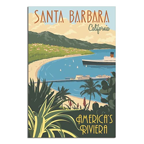 California Santa Barbara Vintage Reiseposter Gemälde Poster Modern Geschenk Schlafzimmer Deko von SDFSF