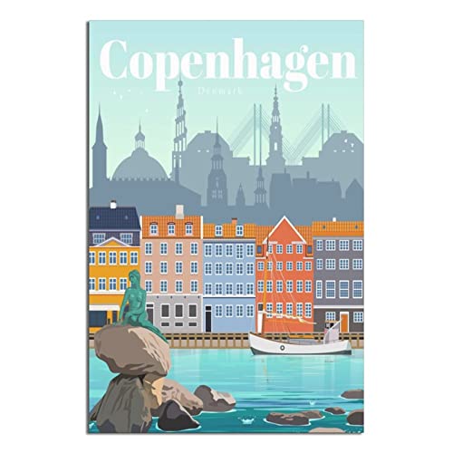 Copenhagen Dänemark Vintage Reiseposter Gemälde Poster Modern Geschenk Schlafzimmer Deko von SDFSF