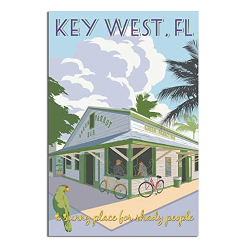 Key West Grüner Papagei Vintage Reiseposter Gemälde Poster Modern Geschenk Schlafzimmer Deko von SDFSF