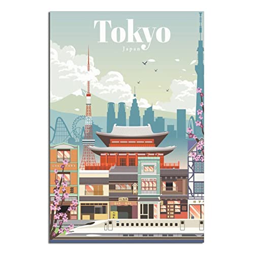 Poster mit japanischem Tokio, Vintage, Reiseposter, Malposter, modernes Geschenk, Schlafzimmer dekorativ von SDFSF