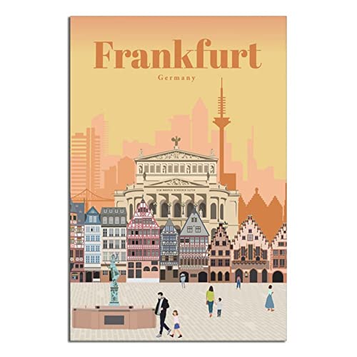 SDFSF Deutschland Frankfurt Vintage Reise Poster Malerei Poster Modern Geschenk Schlafzimmer Deko von SDFSF
