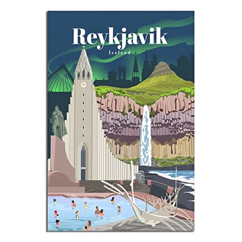 SDFSF Island Reykjavik Vintage Reise Poster Malerei Poster Modern Geschenk Schlafzimmer Deko SDFSF Island Reykjavik Vintage Reise Poster Malerei Poster Modern Geschenk Schlafzimmer Deko von SDFSF