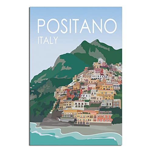 SDFSF Positano Italien Vintage Reiseposter Malerei Poster Modern Geschenk Schlafzimmer Deko von SDFSF