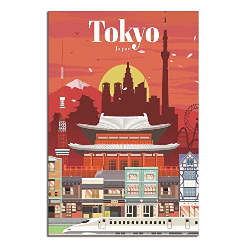 SDFSF Tokio Japan Vintage Reiseposter Malerei Poster Modernes Geschenk Schlafzimmer Dekorativ von SDFSF