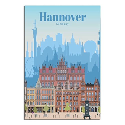 SDFSF Vintage Reiseposter Hannover Deutschland Malerei Poster Modern Geschenk Schlafzimmer Deko von SDFSF