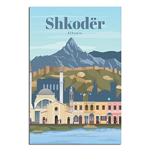 Shkoder Albanien Vintage Reiseposter Gemälde Poster Modern Geschenk Schlafzimmer Deko von SDFSF