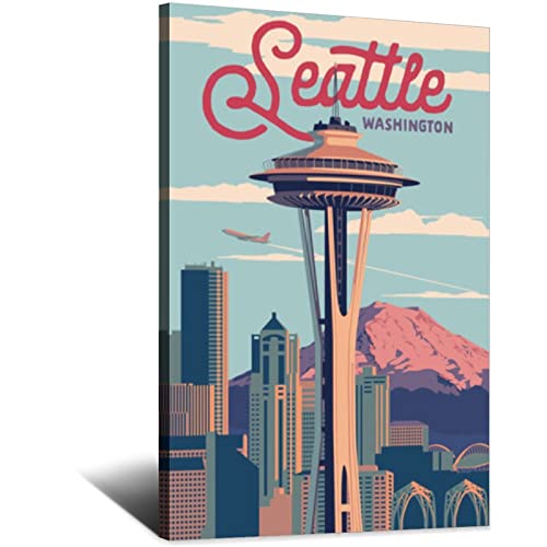 Vintage-Reiseposter, Washington Seattle, Malposter, modernes Geschenk, Schlafzimmer dekorativ von SDFSF