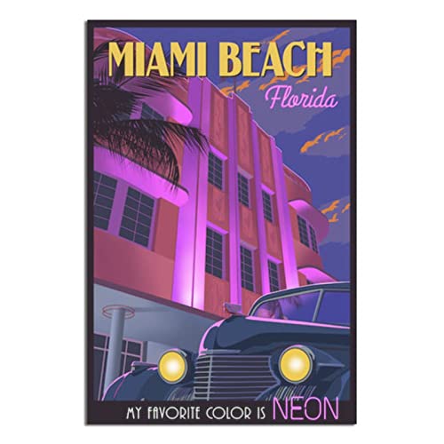 Vintage-Reiseposter Miami Beach Painting Poster Modern Geschenk Schlafzimmer Dekorativ von SDFSF