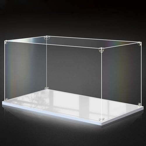 Acryl Vitrine Vitrine mit Transparentem Boden und Weißem Sockel, Staubdichte Vitrine aus Acryl für Sammlerstücke, Aufbewahrungsbox zum Selbstaufbau für Actionfiguren / Modelle(10cm(4")x10cm(4")x15cm(6 von SDFVSDF