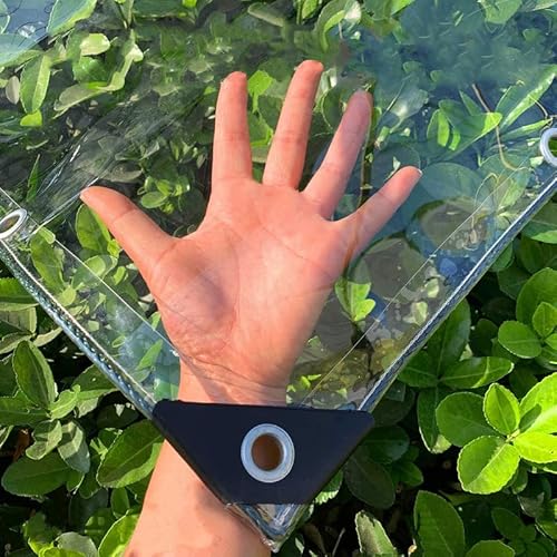 SDFVSDF Abdeckplane Transparente Plane - wasserdichte PVC-Kunststoffplane mit Ösen, Blumen-Pflanzenblatt bedeckt regendicht, 400g / m² (2.4 × 3 M) von SDFVSDF