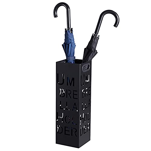 SDFVSDF Regenschirmständer Modernes Metall-Regenschirmgestell, Quadratischer Schirmständerhalter mit Griff, Ausgehöhlter Organizer für Zu Hause Büro Flur Dekor (Color : Black) von SDFVSDF