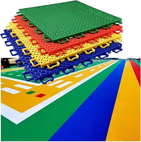 Bodenmatten, DIY-Fliesen for Sportplätze im Freien for den Kindergarten, rutschfeste und verschleißfeste modulare ineinander greifende Bodenmatten(Green) von SDGBCXD