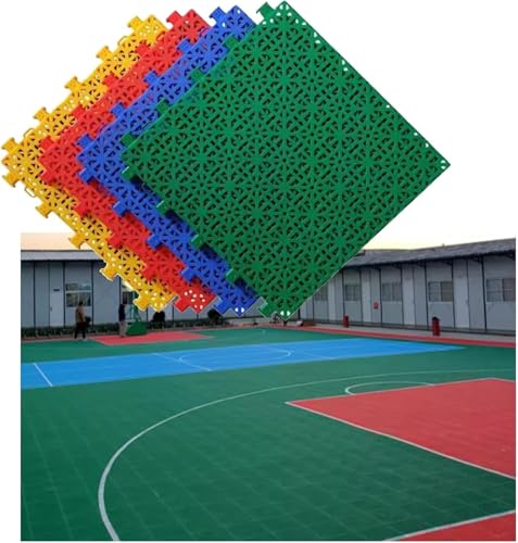 Bodenmatten, Fliesen for Sportplätze im Freien for Basketballplätze und Badmintonplätze, wetterfeste modulare ineinander greifende Bodenmatten(Red) von SDGBCXD
