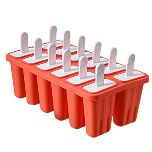 Eis am Stiel-Formen， 12 Hohlräume Form Silikon Eis am Stiel Formen Eis Formen Home Mold Silikon Eis Gitter(Red) von SDGBCXD