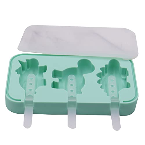 Eis am Stiel-Formen， 3 Löcher Eiscreme-Form Dinosaurier-Form Eis for Formen Eis am Stiel Makers Küchenhelfer Eis Eis am Stiel Formen(Green) von SDGBCXD