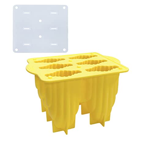 Eis am Stiel-Formen， 6 Hohlräume Eis for Form Eiscreme Silikon Eismaschine for Shell Form 3 Farben wählen(Yellow) von SDGBCXD