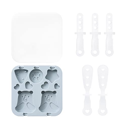 Eis am Stiel-Formen， Eis am Stiel Formen Silikon for Eis am Stiel Formen Set Eis am Stiel Maker for Pürees Formen Eis mit Deckel(Blue) von SDGBCXD