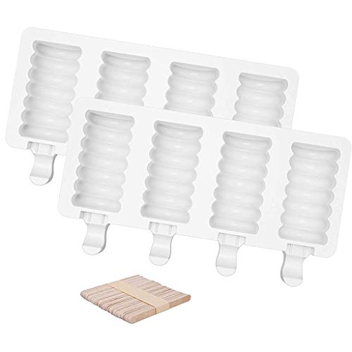 Eis am Stiel-Formen， Eisform, 2er-Pack Formen mit 8 Mulden, Kuchenform mit 50 Holzstäbchen for Dessert von SDGBCXD
