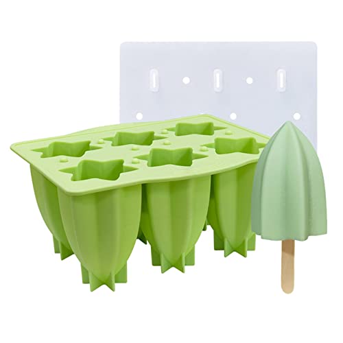 Eis am Stiel-Formen， Silikon-Eiscremeform mit Deckel, Sternfrucht-Form, Geleeform, Dessert-Eiscremeform, wiederverwendbare Form zur Herstellung von Eis am Stiel(Green) von SDGBCXD
