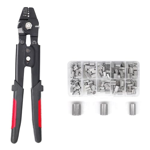 Isolierte Zange, Edelstahl Angelzange Drahtseil mit 150-teiligem Crimp-Schleifen-Kit for Zwingen von SDGBCXD