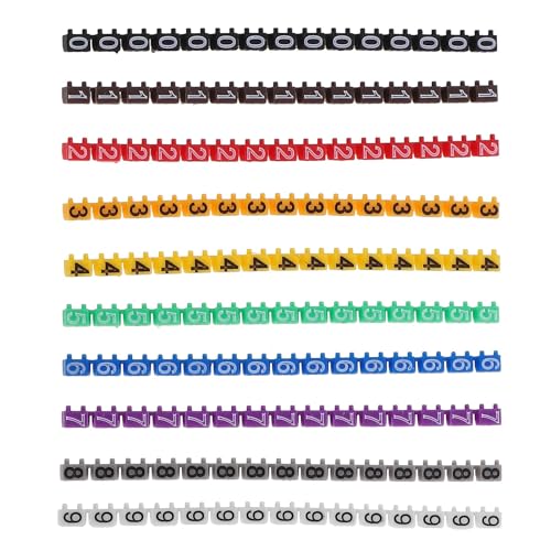 Kabelbeschriftungen， 150 Pcs Elektrische Aufkleber Draht Nummer Label Multicolor Kabel Marker Etikettierer 0-Krawatte Clip-auf(0.31x0.20x0.20cm) von SDGBCXD