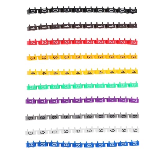Kabelbeschriftungen， 150 Pcs Elektrische Aufkleber Draht Nummer Label Multicolor Kabel Marker Etikettierer 0-Krawatte Clip-auf(0.60x0.40x0.30cm) von SDGBCXD