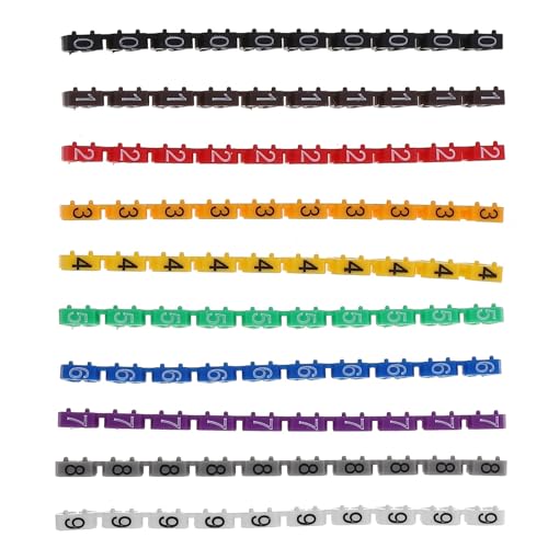 Kabelbeschriftungen， 150 Pcs Elektrische Aufkleber Draht Nummer Label Multicolor Kabel Marker Etikettierer 0-Krawatte Clip-auf(0.72x0.60x0.30cm) von SDGBCXD