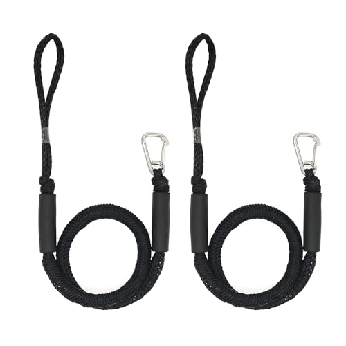 Marine-Seil, 1/2PCS Schock Docking Seil Dehnbar Boot Zubehör Festmacher for Kajak Wasserfahrzeuge Jet Ski Kanu Power(2pcs Black) von SDGBCXD