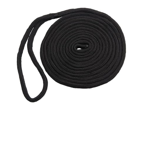Marine-Seil, 16,5 FT-50 FT Schwarze DockLine Bootsanlegeleine Doppelt geflochtene Nylon-Festmacherleine Ankerseil Ultra Stark(1 2inch 50ft) von SDGBCXD